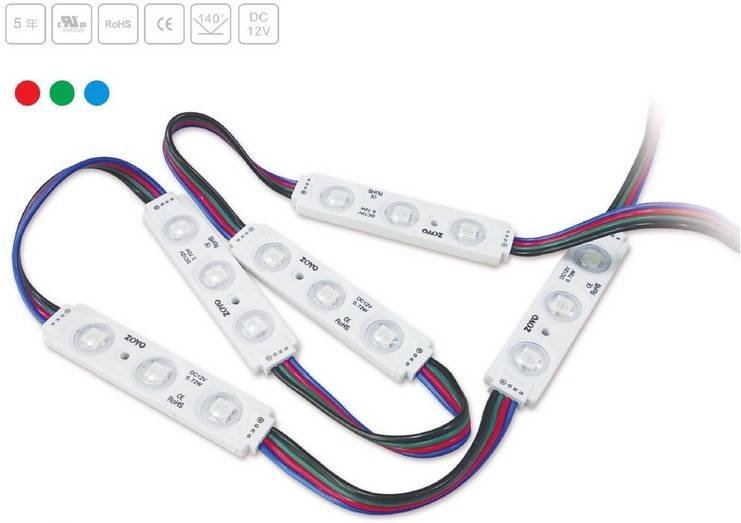 RGB LED moduliai ženklinimui 0.72W 12V-DC IP65 140º.