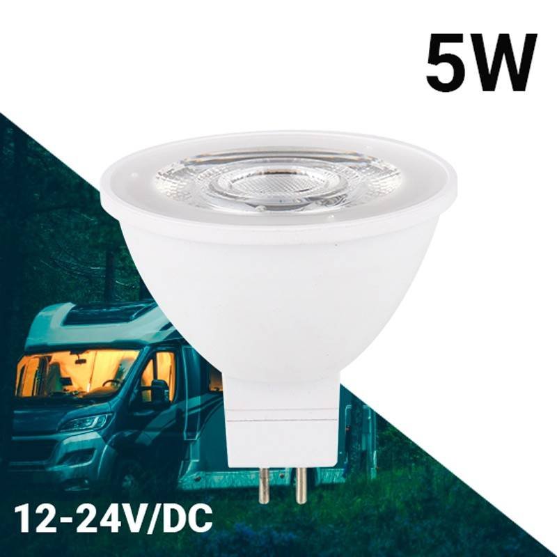 GU5.3 LED MR16 lemputė, 12–24 V nuolatinės srovės, 5 W