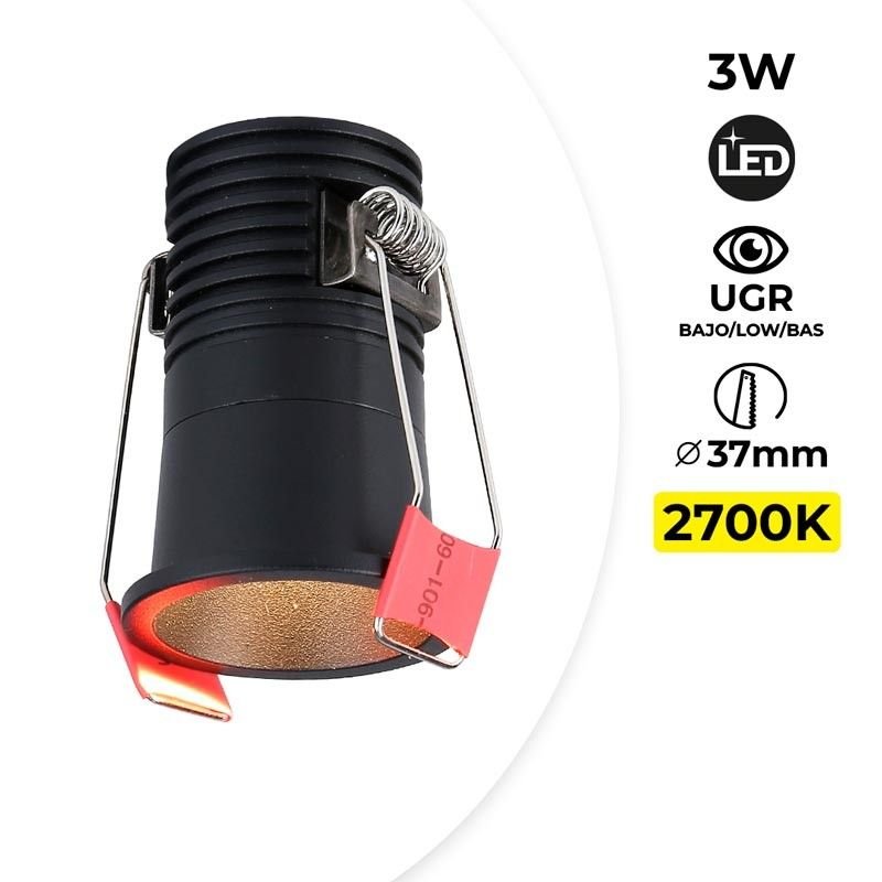 Įleidžiamas LED prožektorius – Cree lustas – žemas UGR – 2700K – 3W