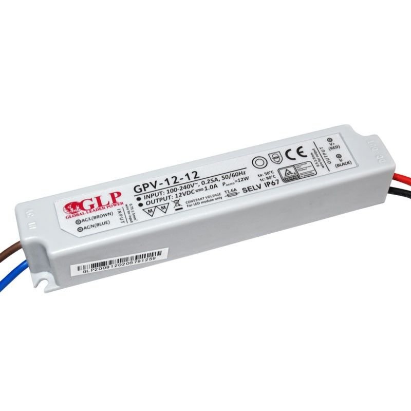 Atsparus vandeniui maitinimo šaltinis 12W 12V IP67