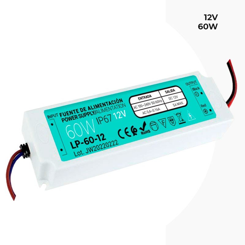 IP67 atsparus vandeniui maitinimo šaltinis 12V 60W