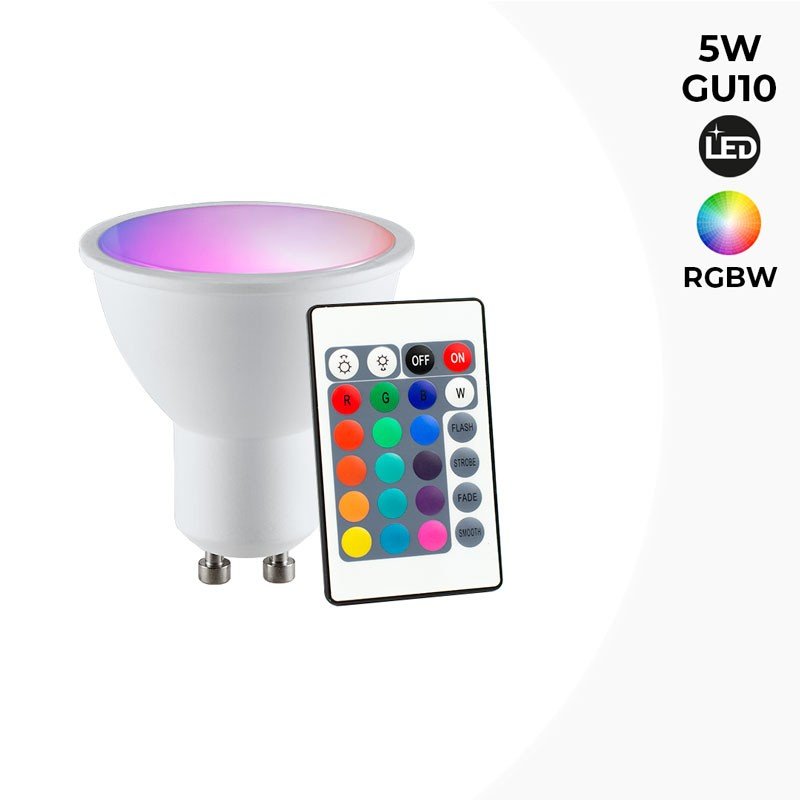 GU10 RGBW 5 W LED lemputė GU10 RGBW 5 W su nuotolinio valdymo pultu