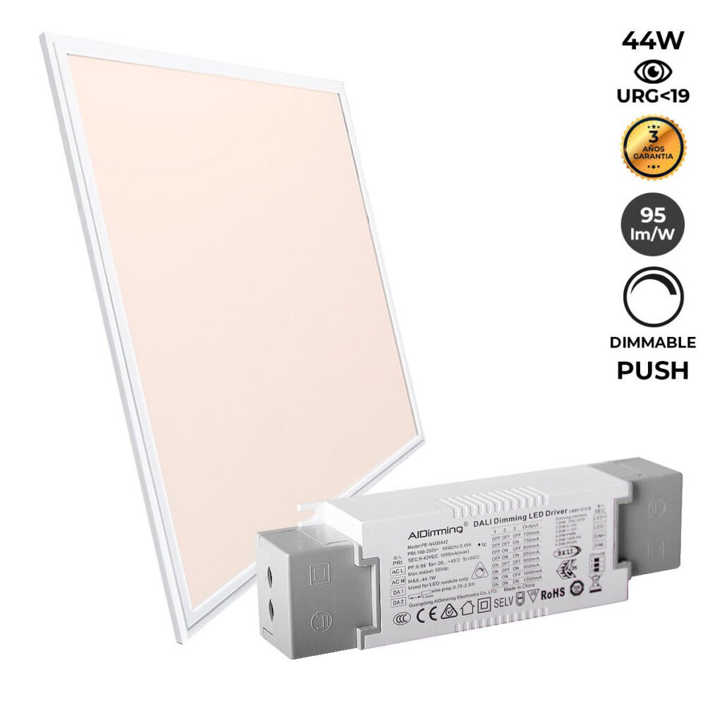 Įleidžiamas LED skydelis – 60X60 cm – PUSH reguliuojamas – 44W – UGR19 – IP40