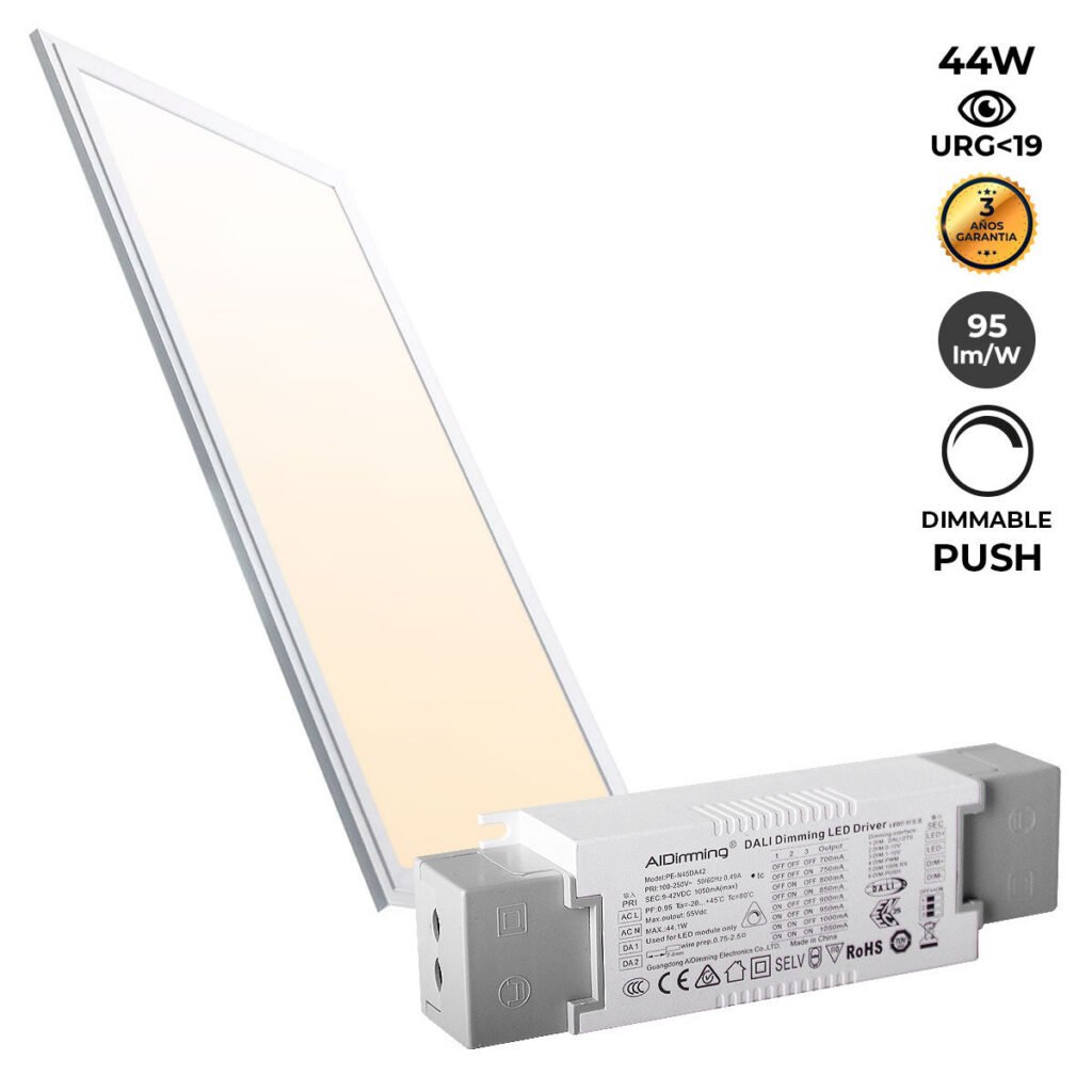 Įleidžiamas LED skydelis – 120X30 cm – PUSH reguliuojamas – 44W – UGR19 – IP40