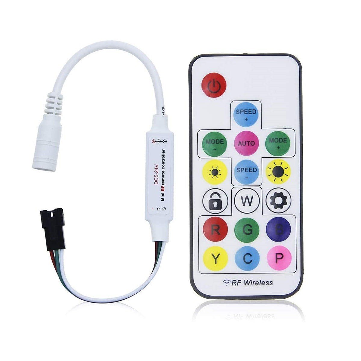 RGB/RGBW pikselių IC LED valdiklis su RF nuotolinio valdymo pultu