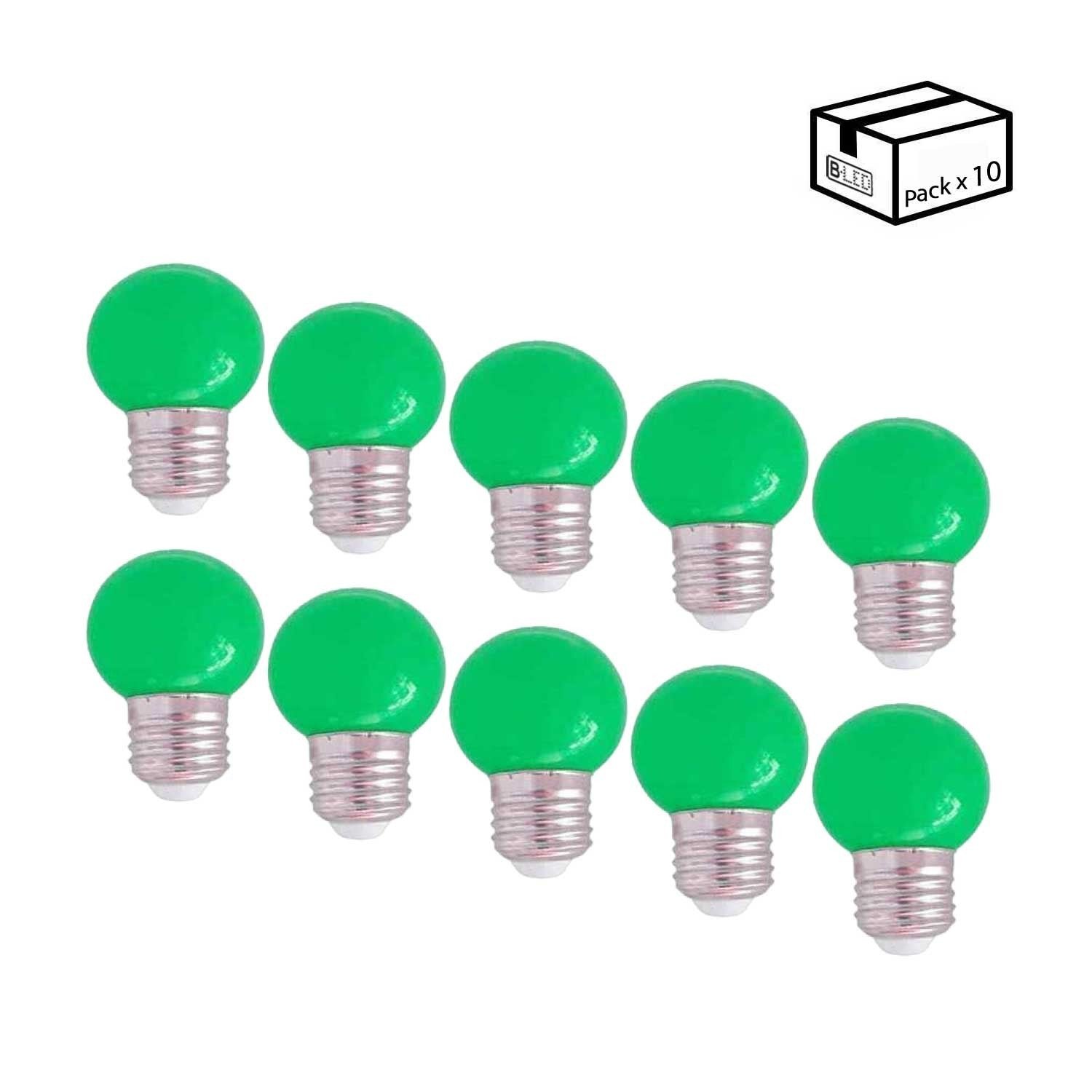 Pakuotė iš 10 LED lempučių E27 1W vienos spalvos