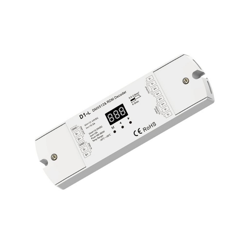 DMX512 dekoderis 12-24V DC - 15A - 1 kanalas