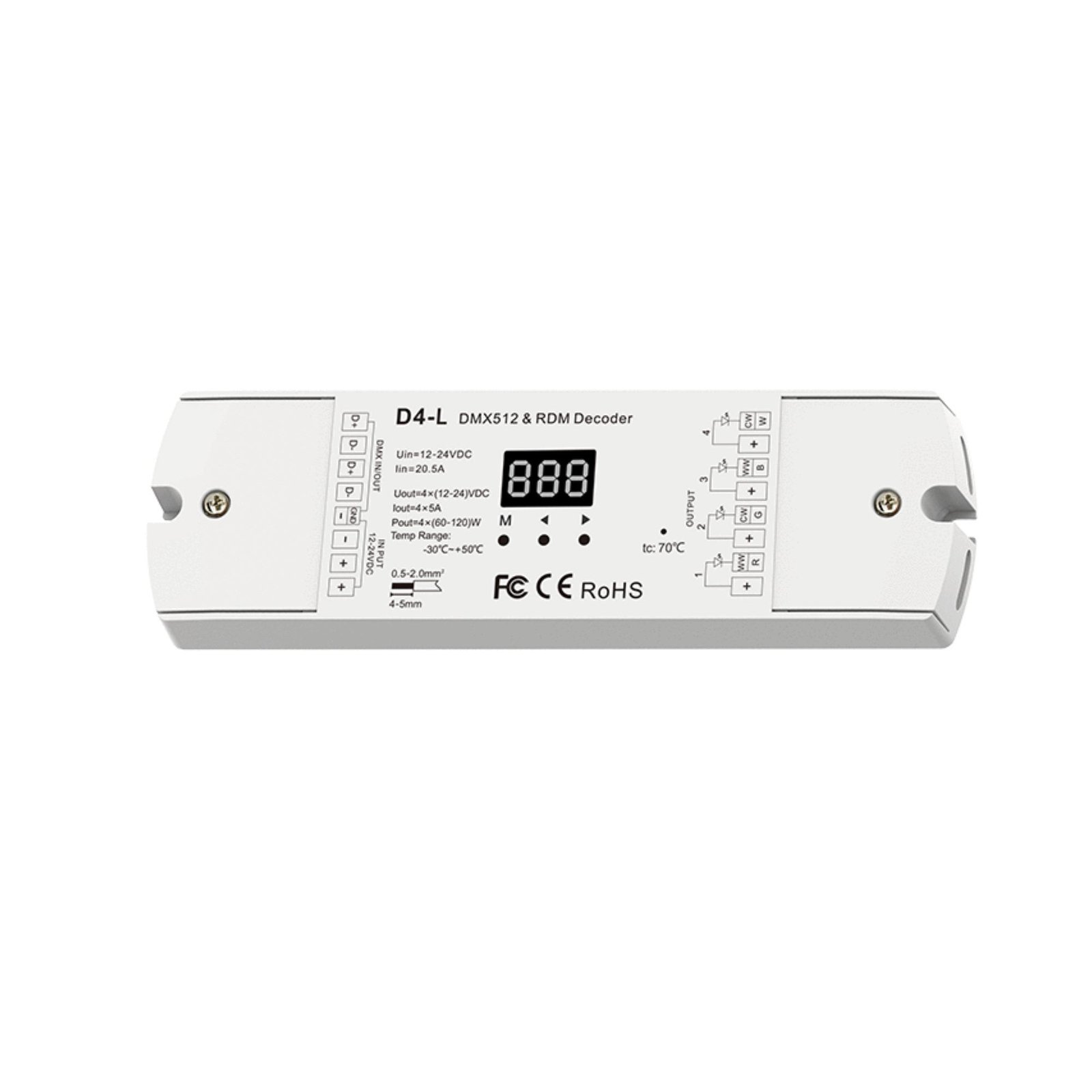 DMX512 dekoderis 12-24V DC