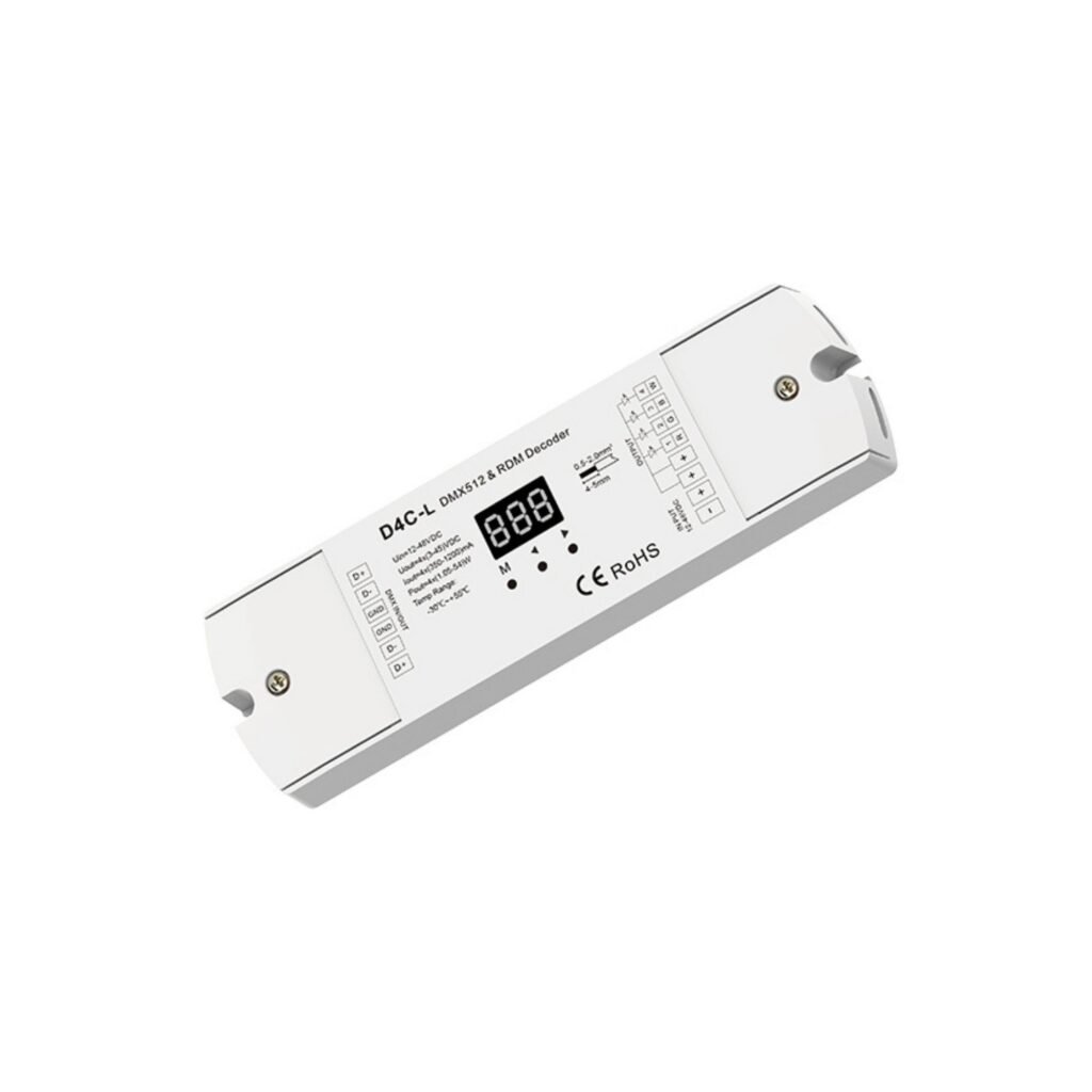 DMX512 dekoderis 12-48V DC - 350-1200mA/kanalas - 4 kanalai