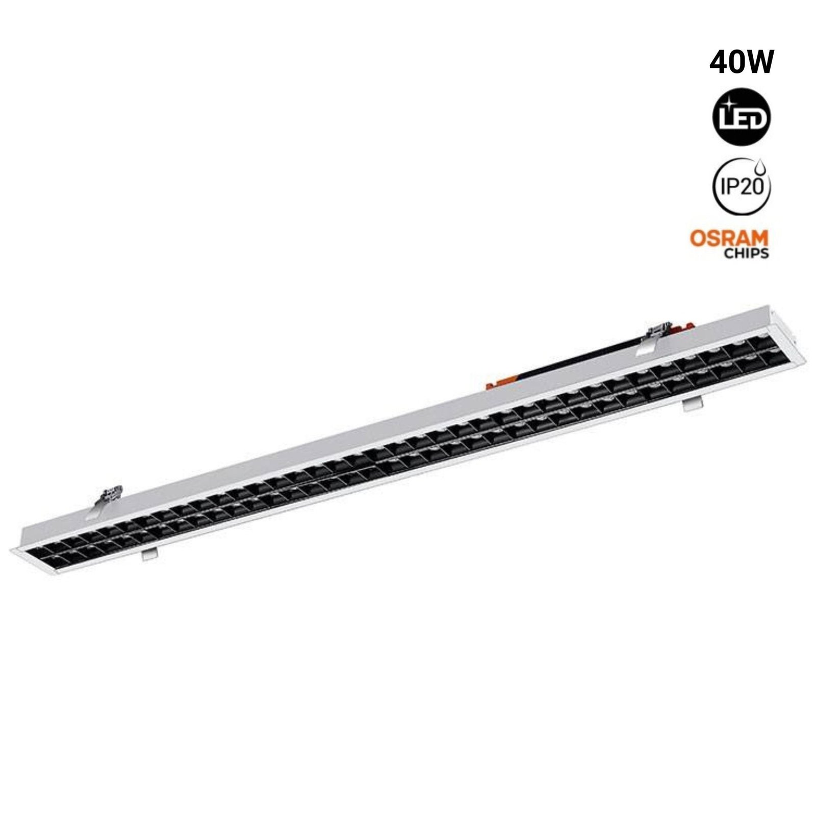 40W UGR18 įleidžiamas linijinis LED prožektorius 40W Osram mikroschema