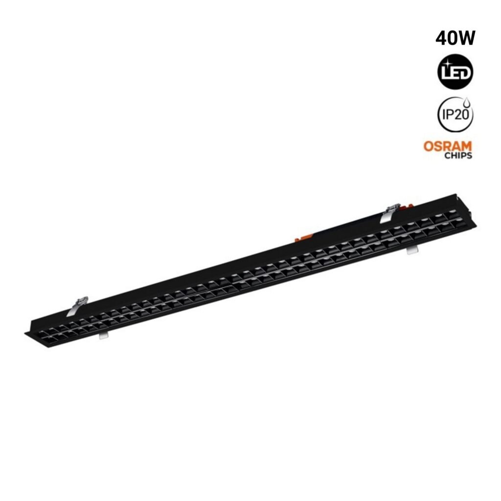 40W UGR18 įleidžiamas linijinis LED prožektorius 40W Osram mikroschema