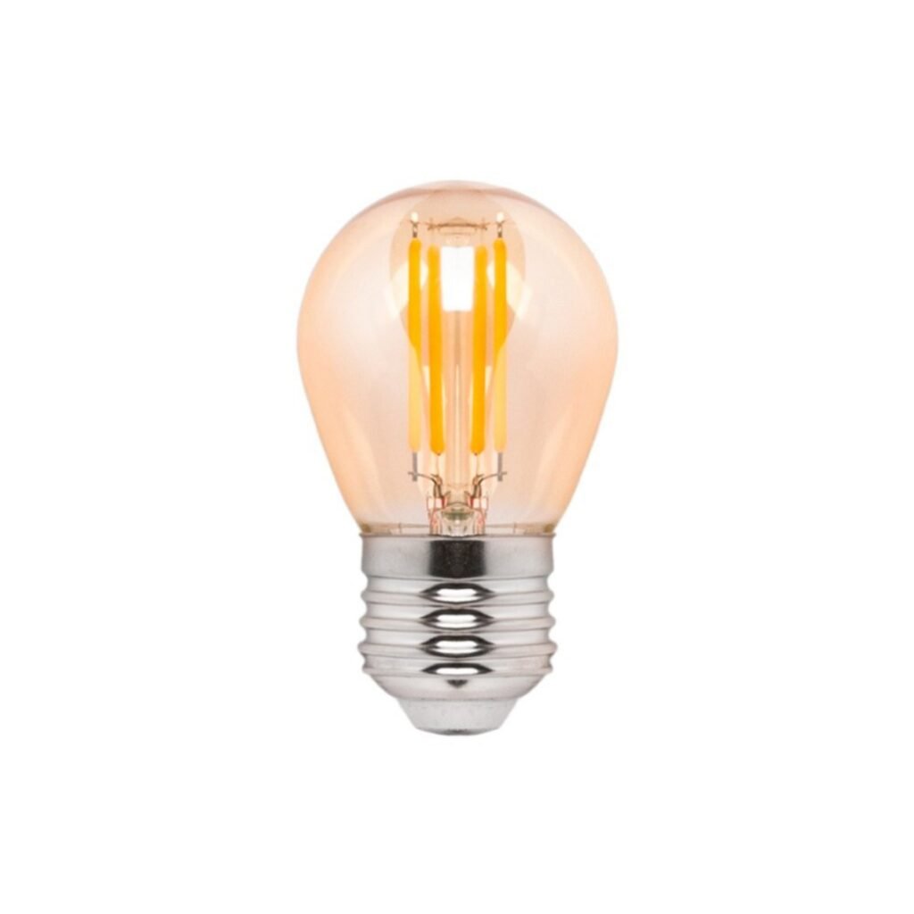 Retro stiliaus gintarinės spalvos LED kaitrinė lemputė – su reguliuojamu šviesos stiprumu – E27 G45 – 4 W