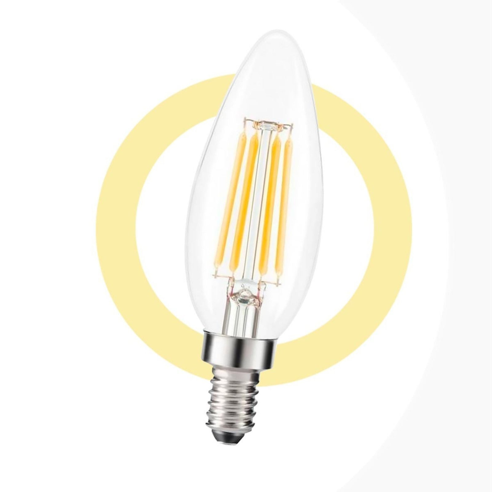 LED žvakės lemputė E14 C35, kaitrinė 5 W, skaidri