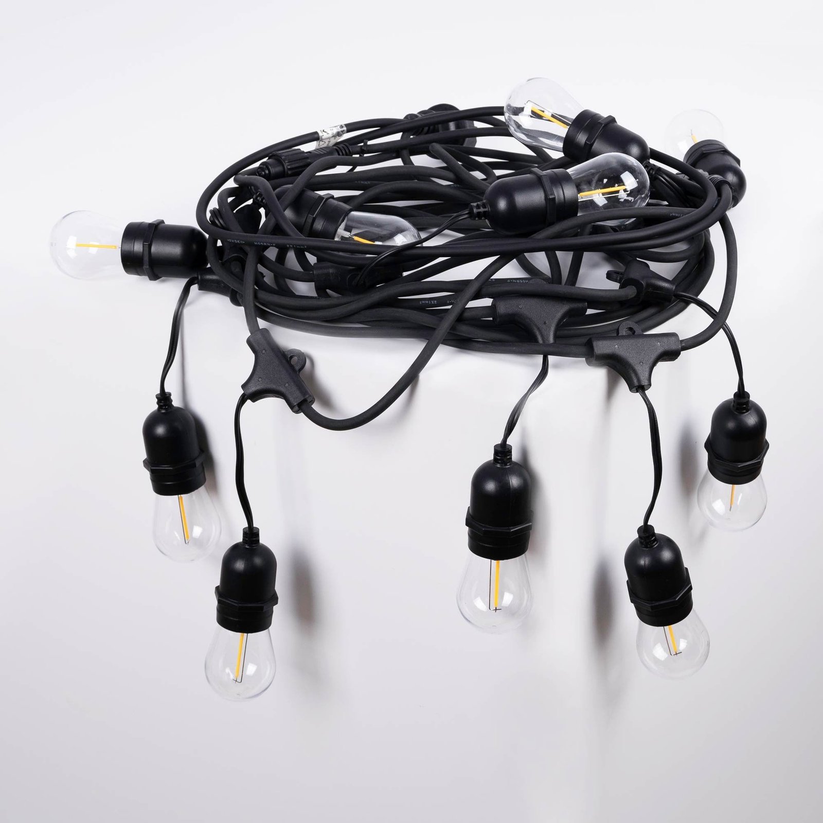 KIT – lauko LED girliandos lemputės 11,5 metro + 10 1W E27 LED lempučių – IP44