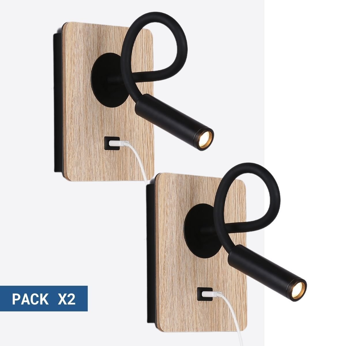 Pack x 2 – USB lanksti sieninė lemputė, skaitanti "LONDON USB" – CREE LUSTAS – 3W