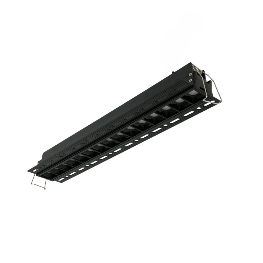 Įleidžiamas/be apdailos linijinis LED prožektorius gipso kartonui – 30W – UGR18 – CRI90