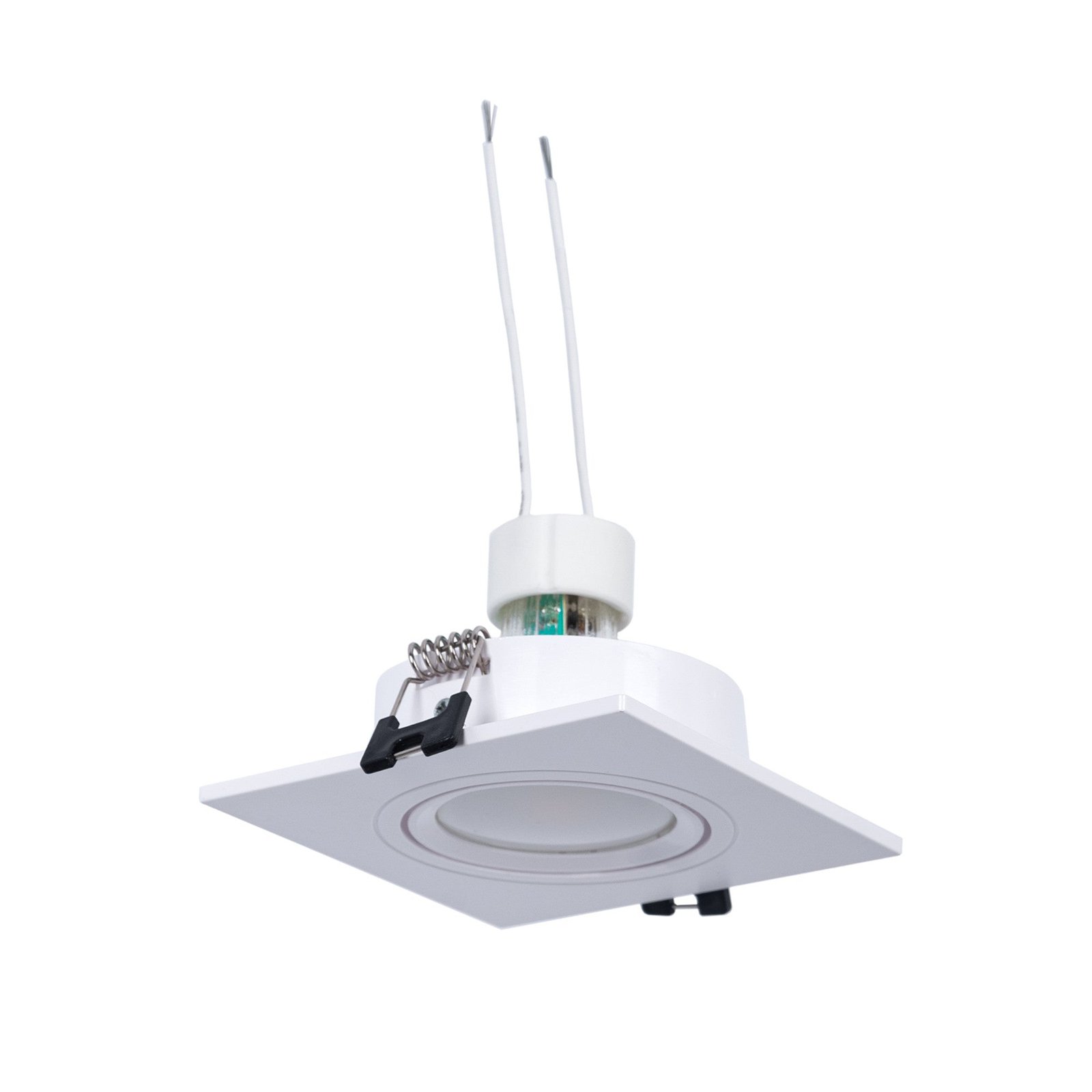 KIT kvadratinis apšvietimo žiedas 93x93mm + GU10 6W lemputė + lempos laikiklis