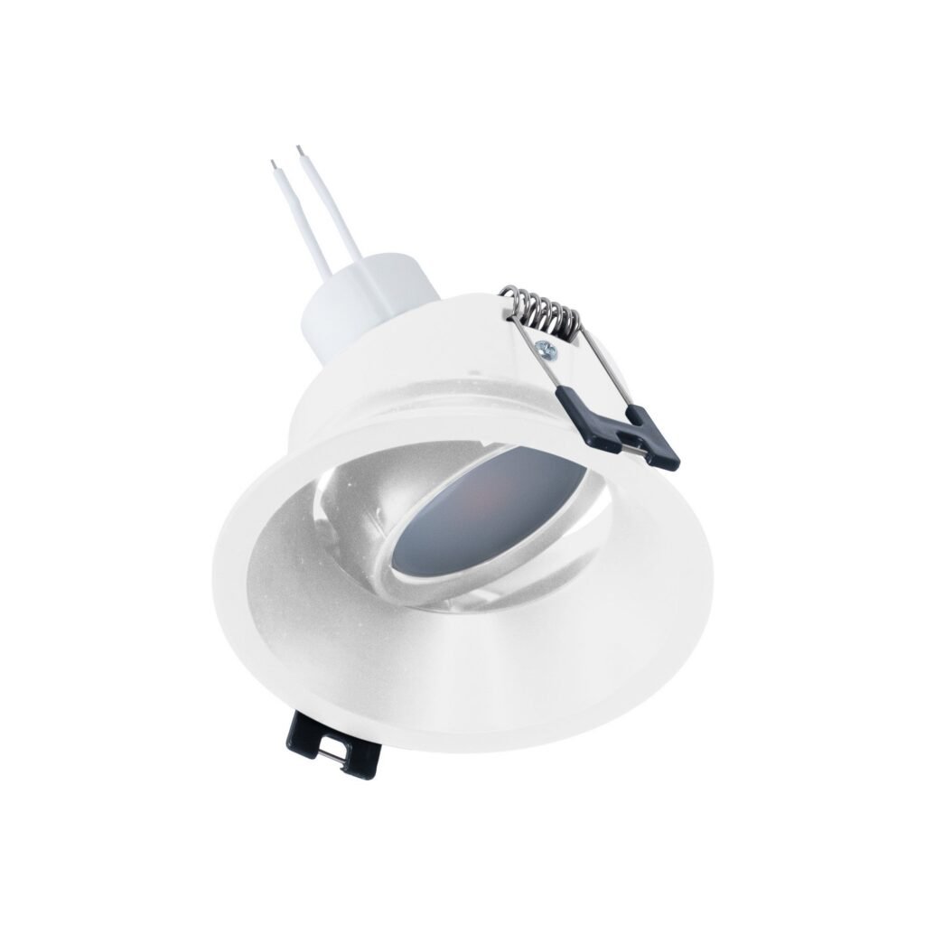 KIT įleidžiamas žiedas Ø93mm (baltas) + GU10 6W lemputė + lempos laikiklis