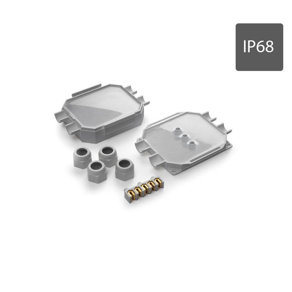 „Readybox 120“ vandeniui atspari jungimo dėžutė su integruotu IP68 izoliaciniu geliu ir 5 jungtimis 6 mm²
