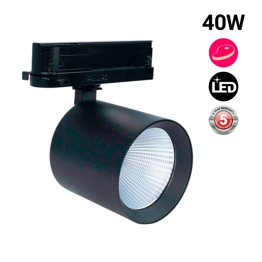 3-fazis LED bėginis prožektorius – 40 W – Mėsinės – „Philips Xitanium“ maitinimo blokas