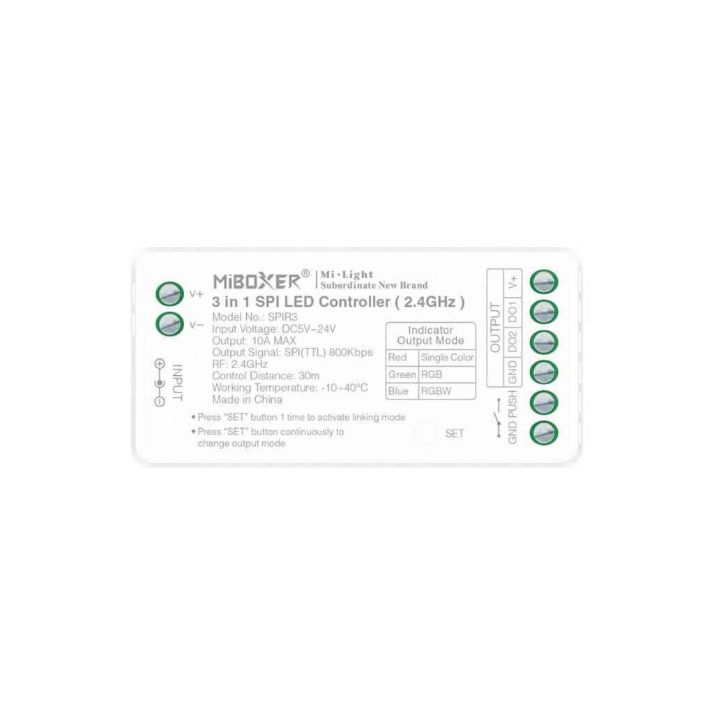 SPI / IC LED Strip valdiklis – nespalvotas – RGB – RGBW – 5/24V DC – 2.4GHz – Mi Boxer