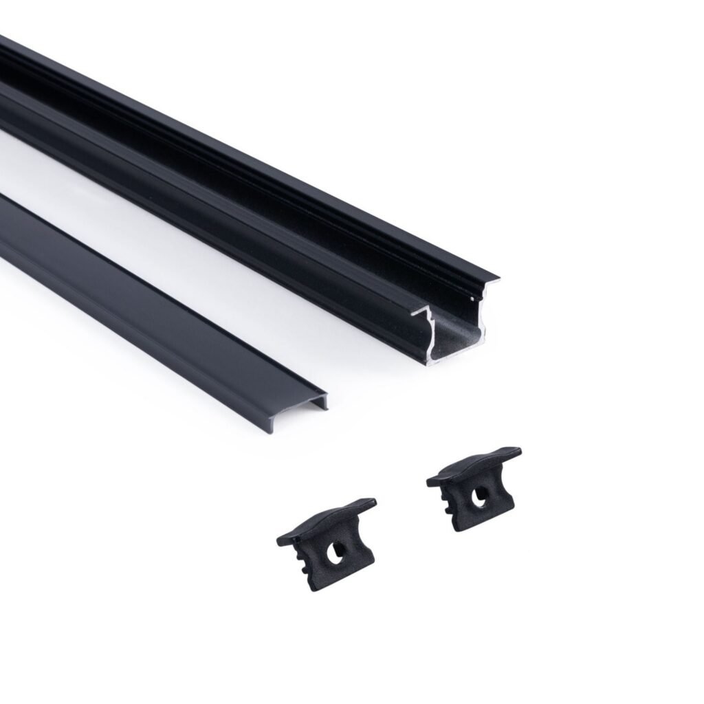 Įleidžiamas LED profilis – 25 x 14 mm – pilnas rinkinys – 1 metras