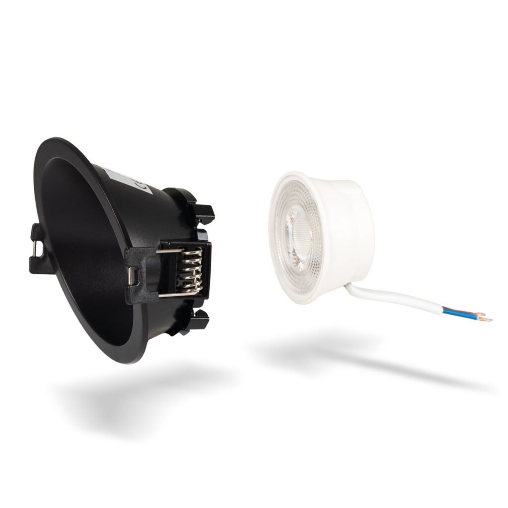 KIT Aro asimetrinis apvalus apvalus apšvietimas Ø85mm + LED modulis MR16 5W