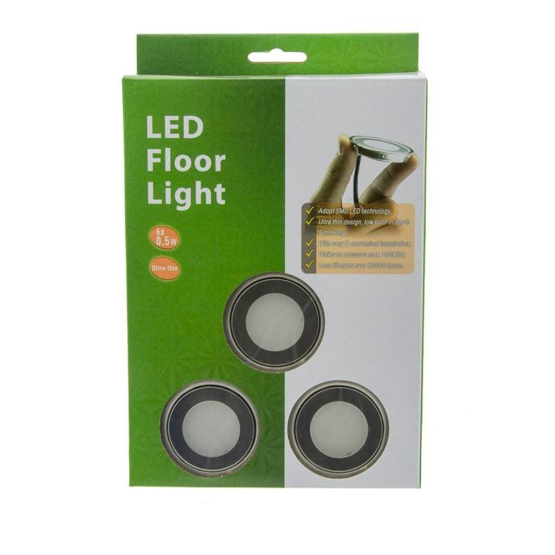 Rinkinys 6 įleidžiami LED prožektoriai Ø58x9mm 0,5W 12V-DC IP67