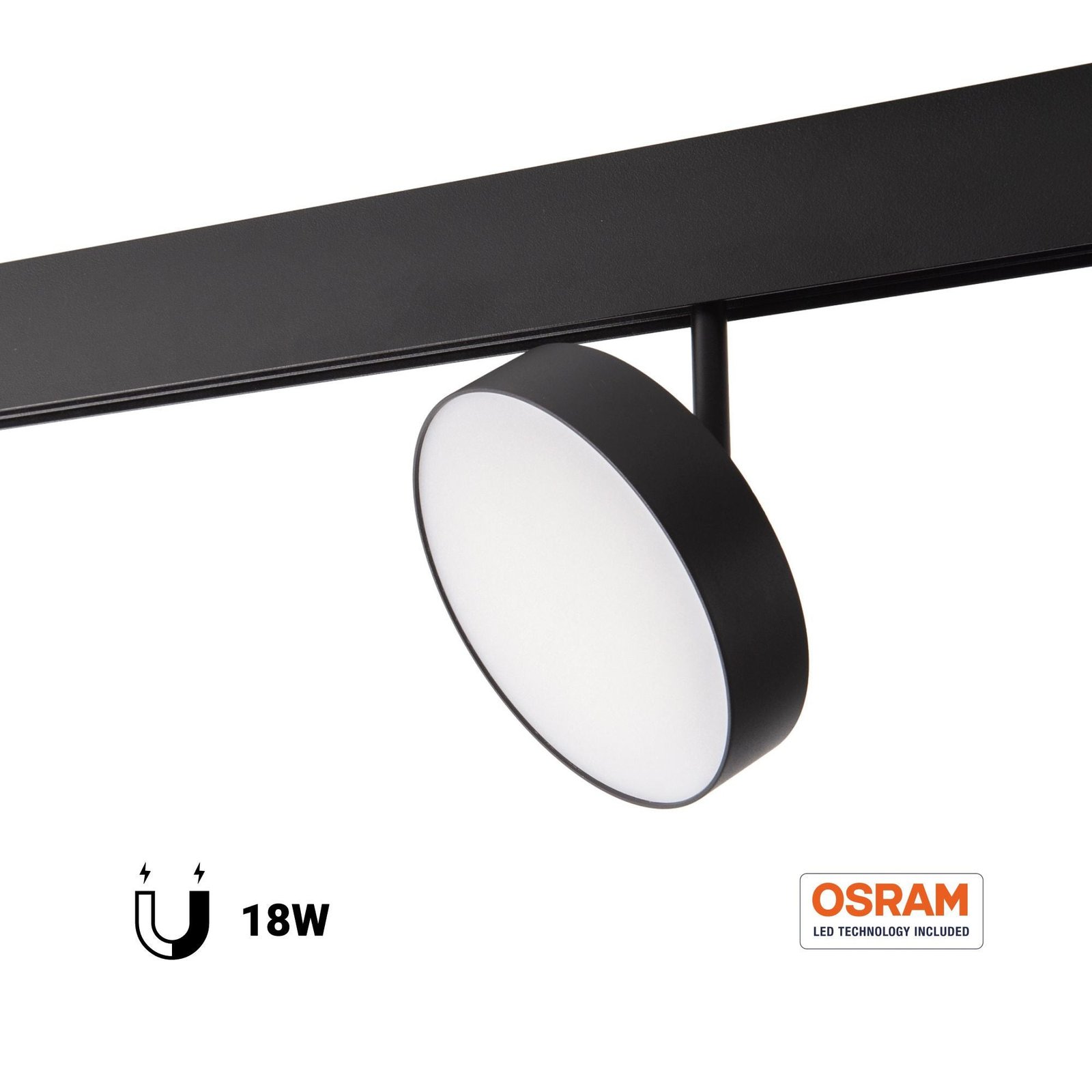 Apvalus LED šviestuvas magnetiniam bėgiui 48V