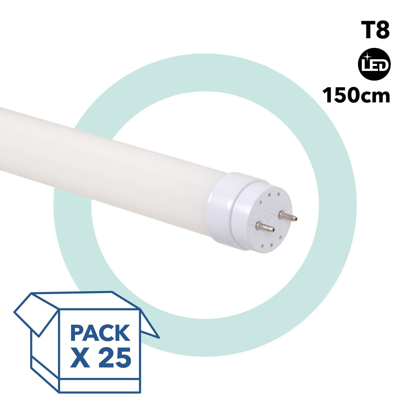 PACK x 25 - LED vamzdis T8 - 22W - 150 cm - 2280lm - Jungtis 1 galiukas