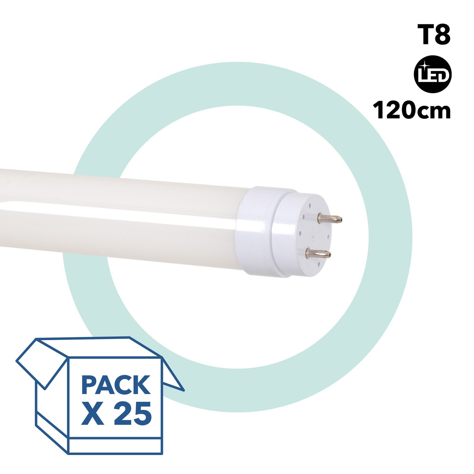 PACK x 25 - LED vamzdis T8 - 18W - 120 cm - 1850lm - vieno galo jungtis