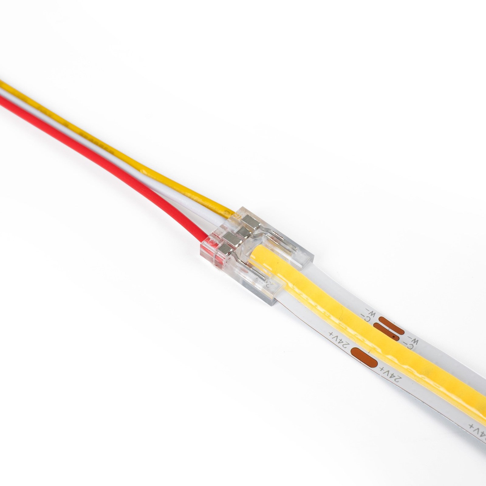 COB LED juosta su maitinimo jungtimi