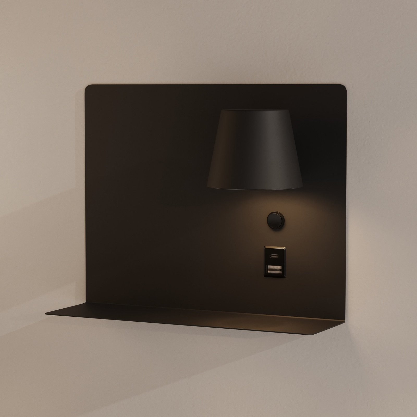 Sieninė skaitymo lempa su USB ir USB-C jungtimis „BASKOP“