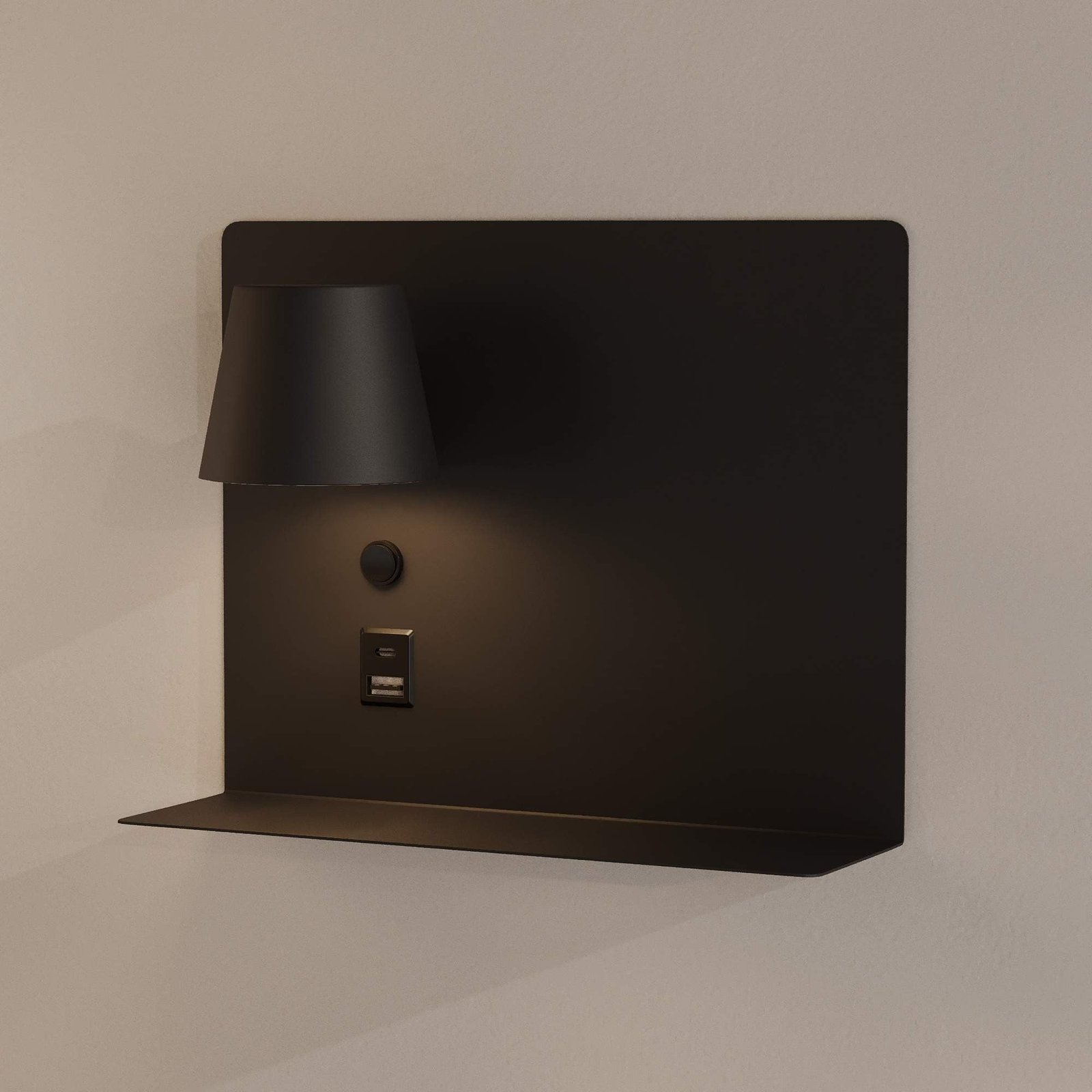Sieninė skaitymo lempa su USB ir USB-C jungtimis „BASKOP“