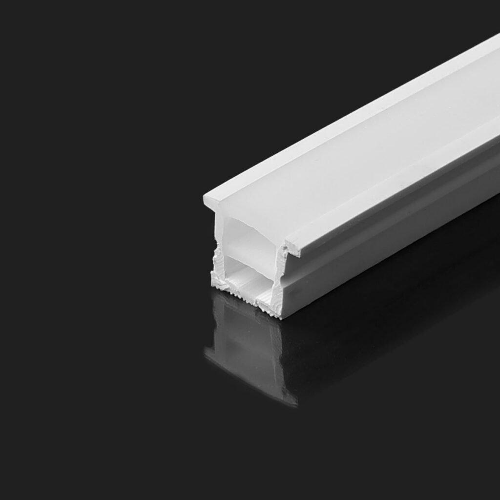 Baltas lankstus silikoninis dangtelis – neoninė LED juostelė – 10x10 mm – įleidžiamas