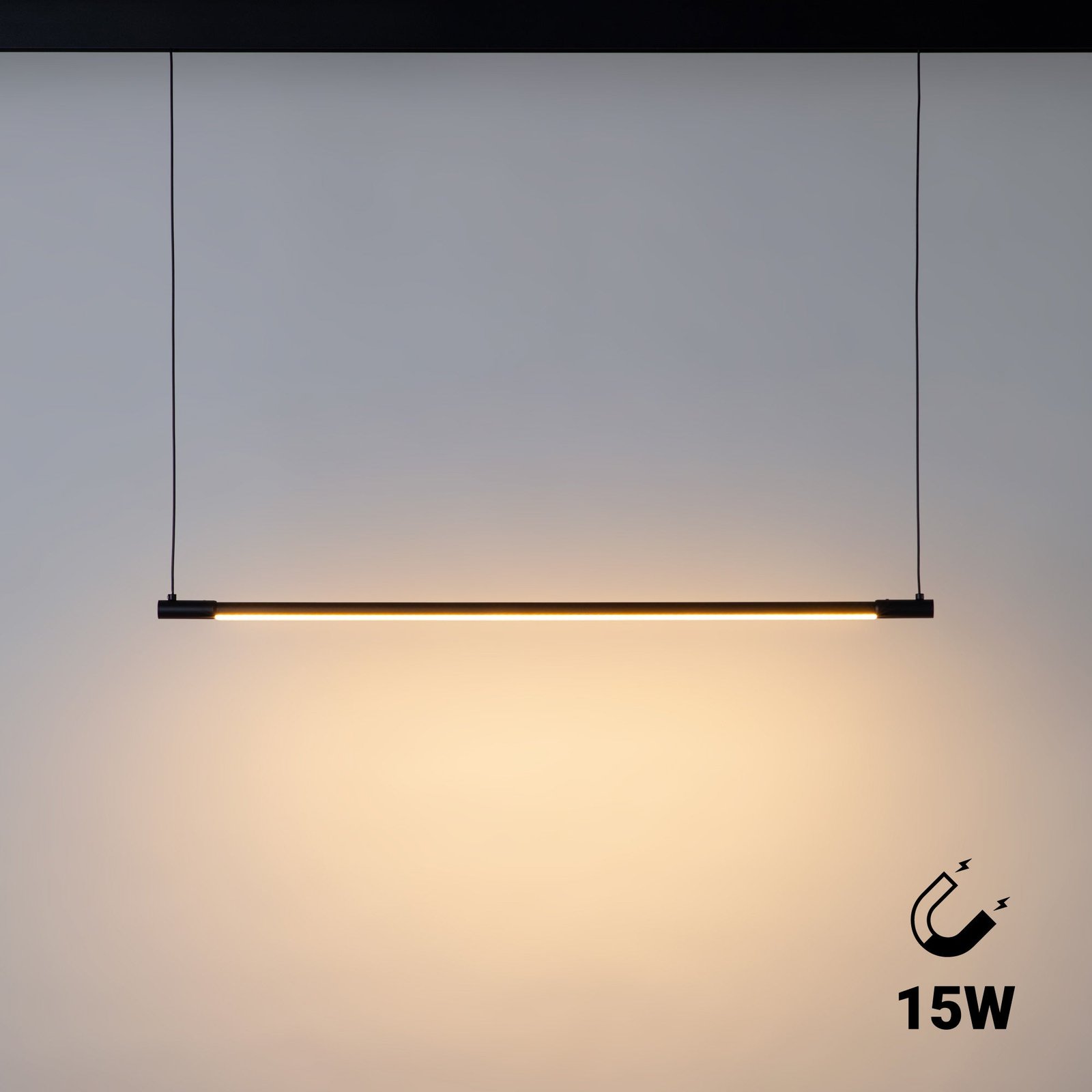 Horizontalus LED pakabinamas šviestuvas magnetiniam bėgiui