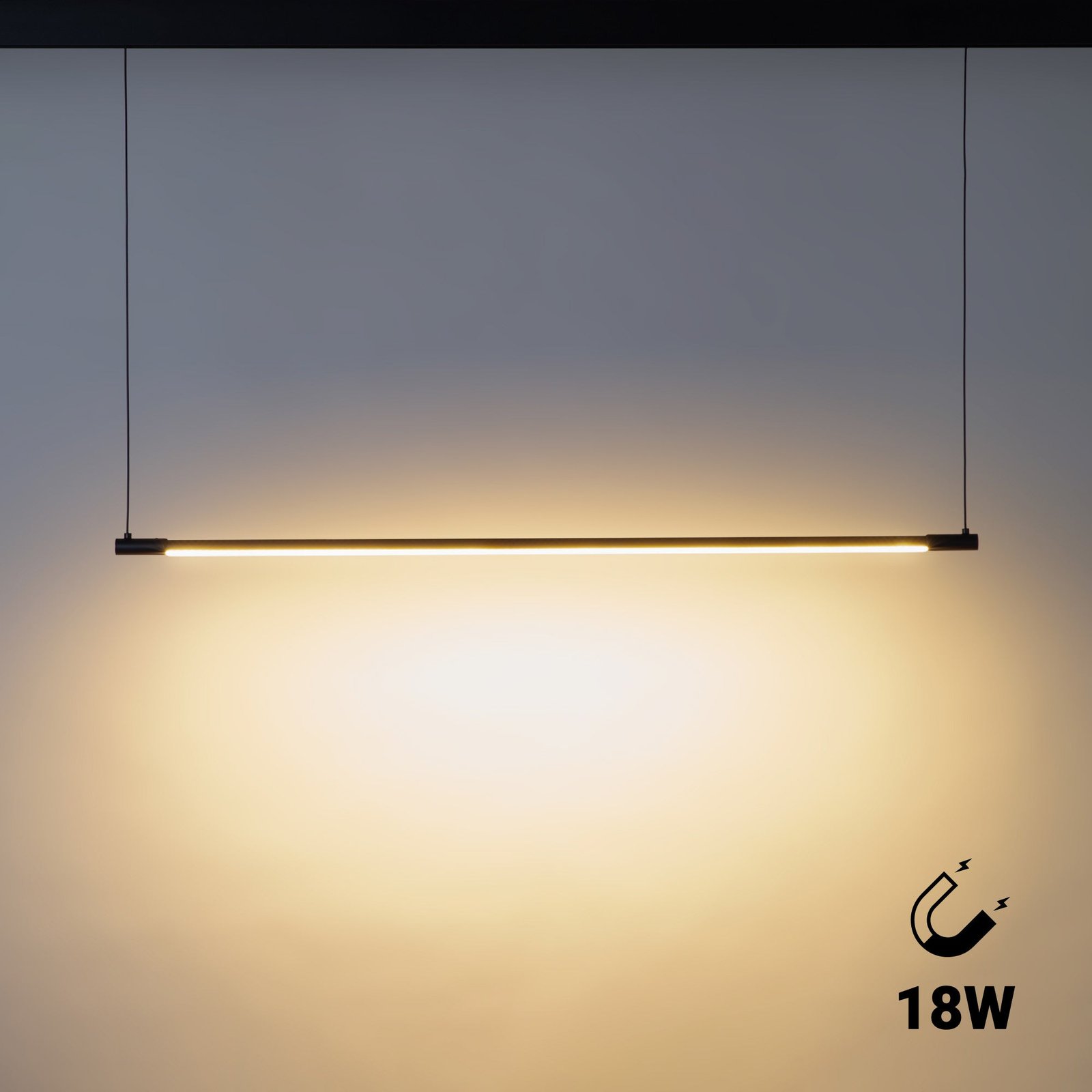 Horizontalus LED pakabinamas šviestuvas magnetiniam bėgiui