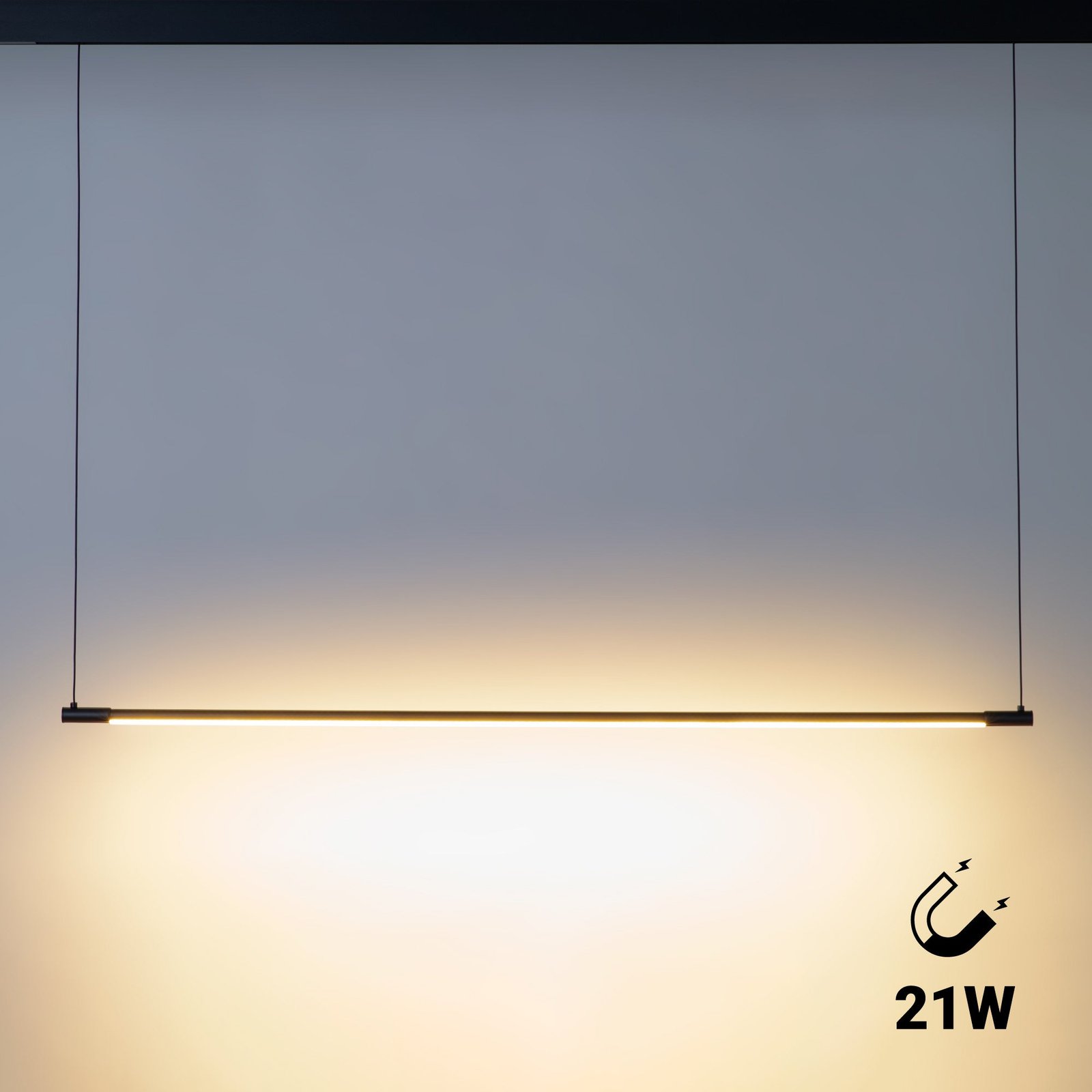Horizontalus LED pakabinamas šviestuvas magnetiniam bėgiui