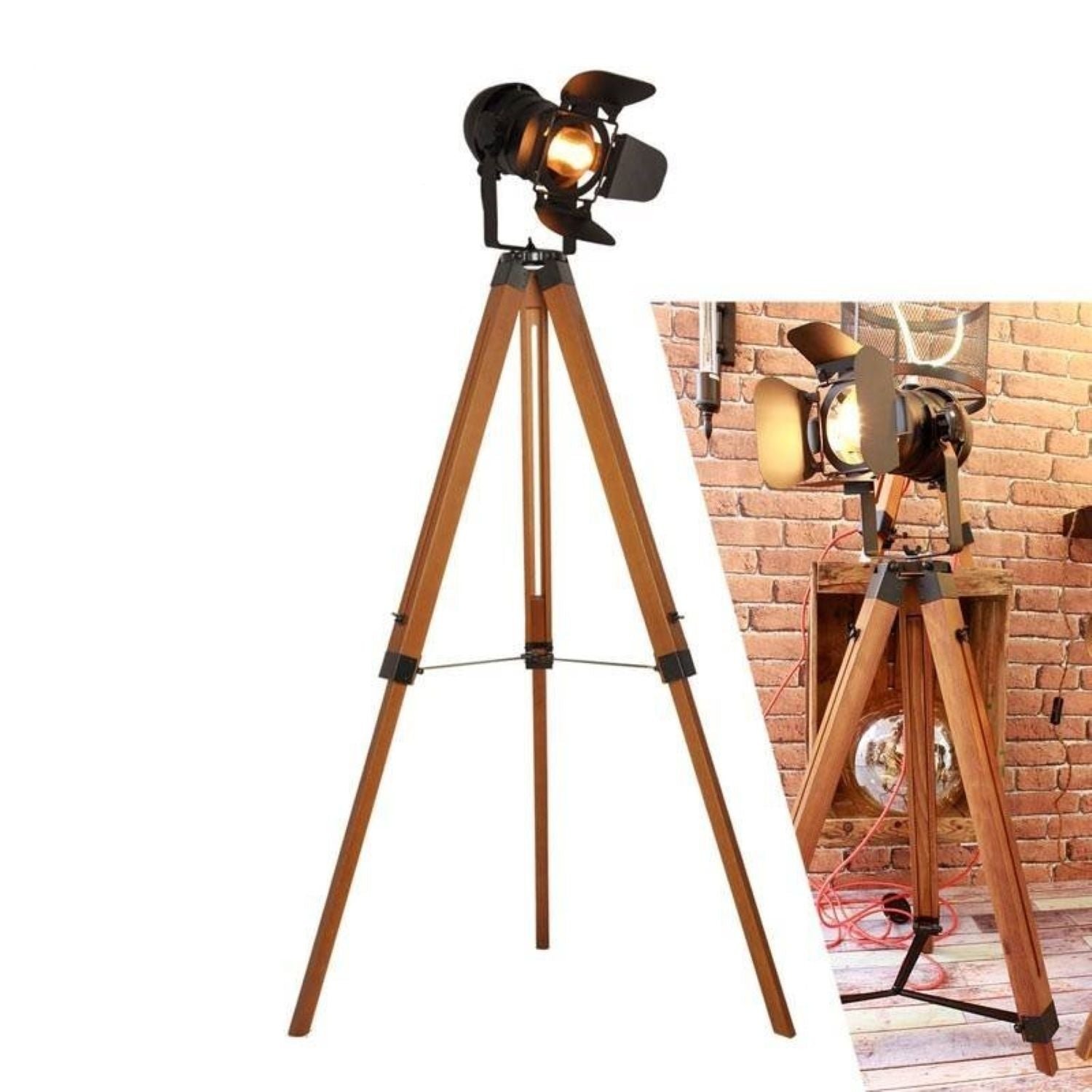 Senovinė grindų lempa su trikojumi "CINEMA" 139 cm