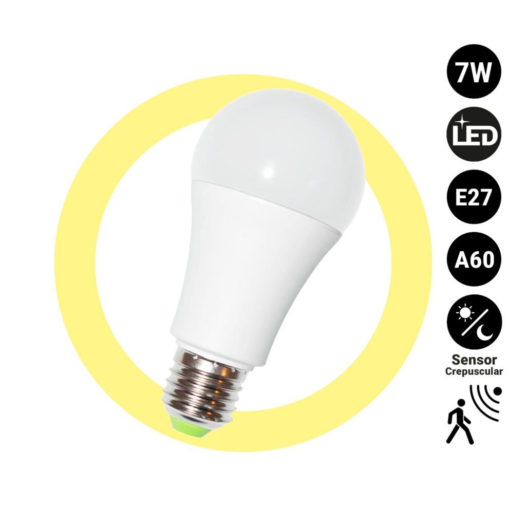 LED lemputė su judesio ir sutemų jutikliu – E27 A60 – 7 W – 450 lm
