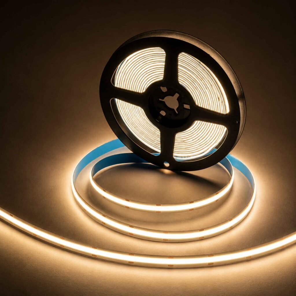 COB LED juosta, 24 V nuolatinės srovės – 12 W/m – 8 mm – IP20 – 5 metrų ritinys – galima nupjauti kas 4,5 cm