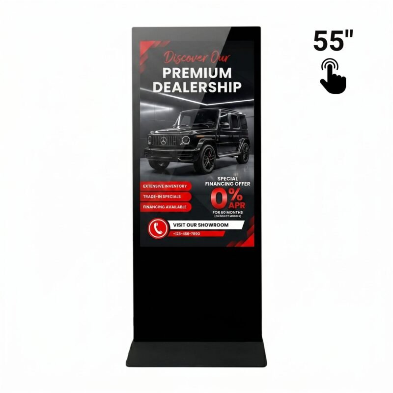 55" Full HD skaitmeninis reklaminis totemas su jutikliniu ekranu